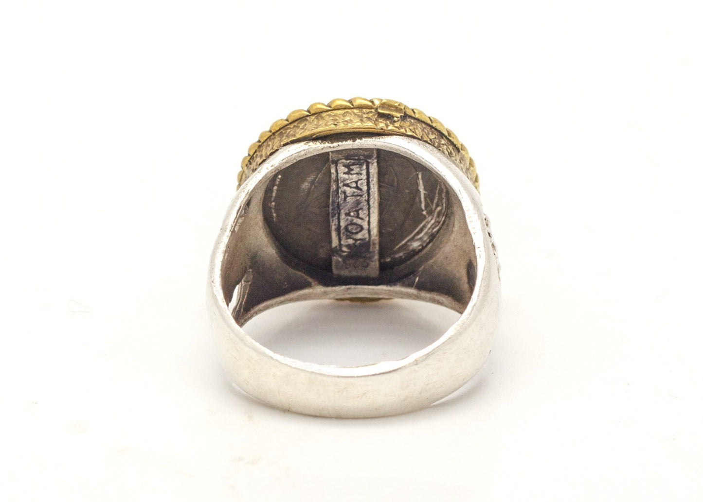 Panamanian Balboa Coin Intricate Gold and Silver Ring