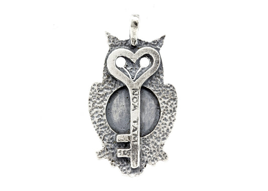 Silver Owl Pendant with Cancer Zodiac