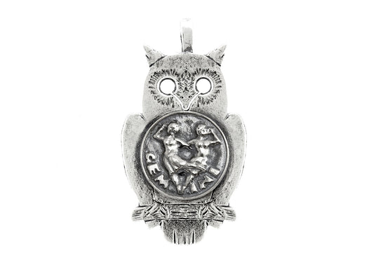 Silver Owl Pendant with Gemini