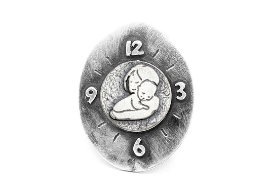 Mother and Child Unconditional Love Coin Medallion Clock Ring