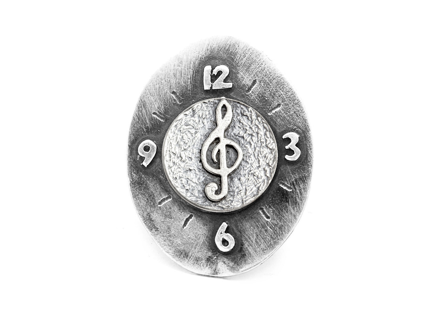 Treble Clef Musical Coin Medallion Clock Ring