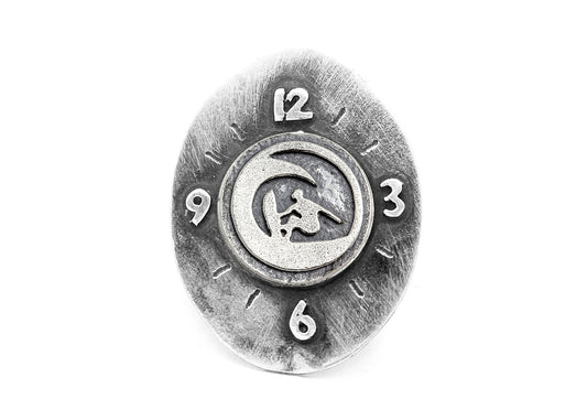 Surfer "Ride the Wave" Coin Medallion Clock Ring