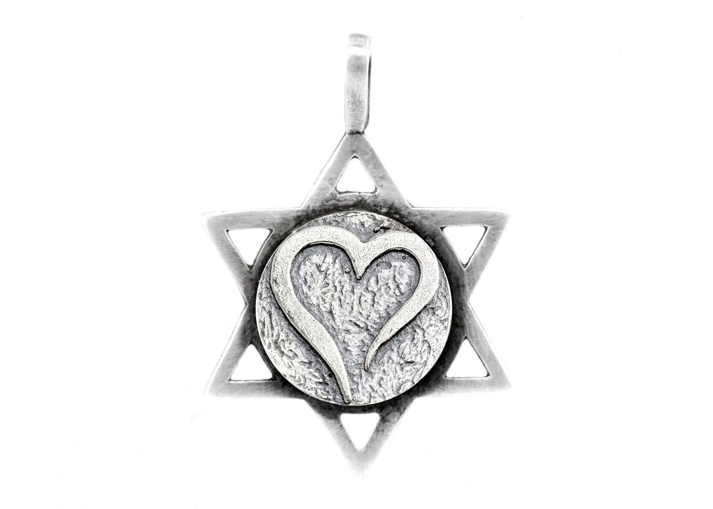 Star of David with Open Heart Medallion