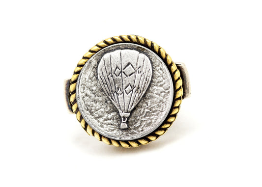 Coin ring with the hot ballon  coin medallion