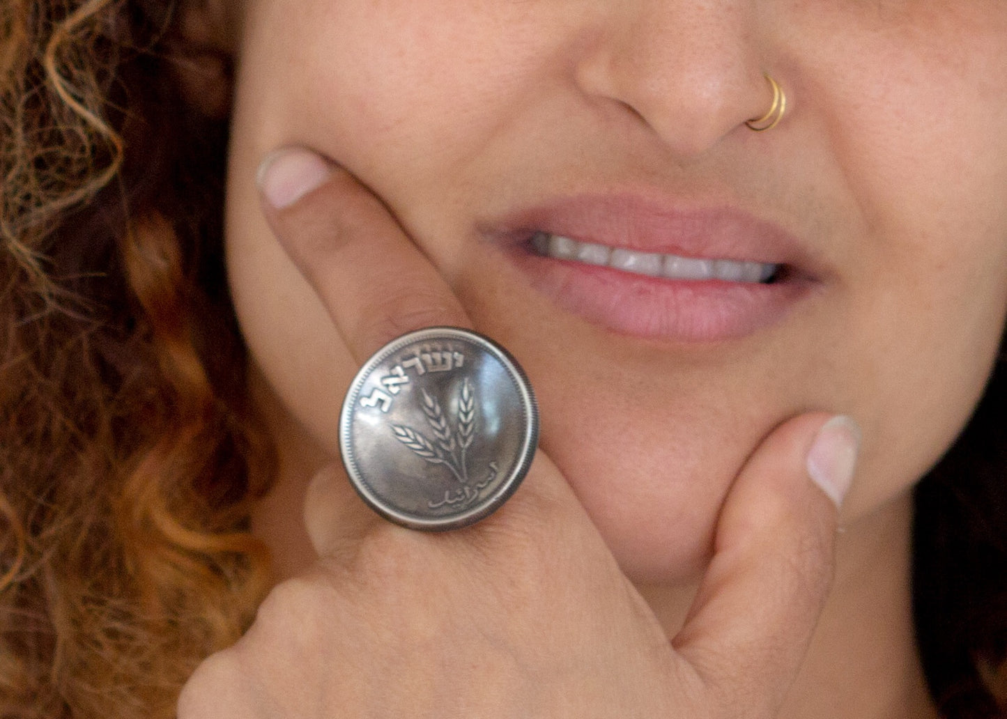 925 sterling silver ring with Israeli old coin of 250 Pruta