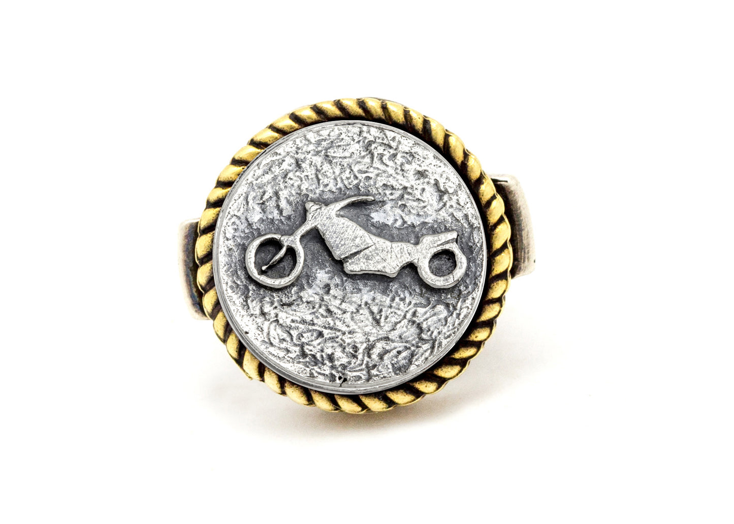 coin ring with the motorcycle coin medallion