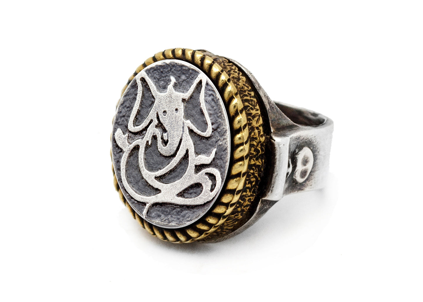 coin ring with the Ganesha coin medallion indian God ring