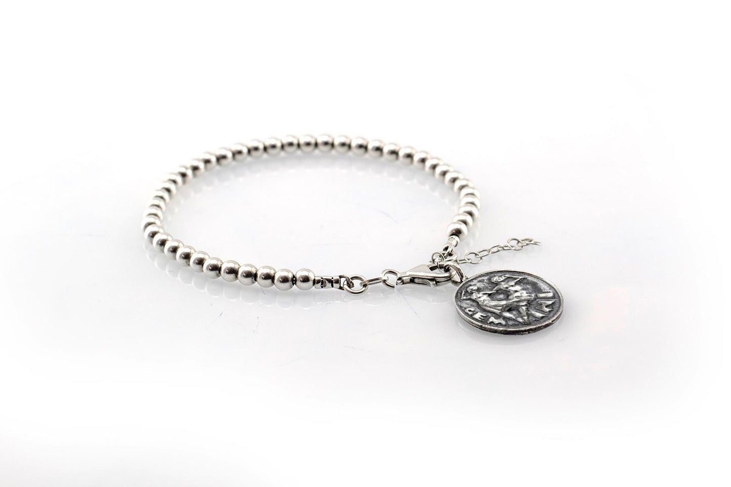 Gemini medallion with a Bead Bracelet -Zodiac jewelry -One of kind jewelry