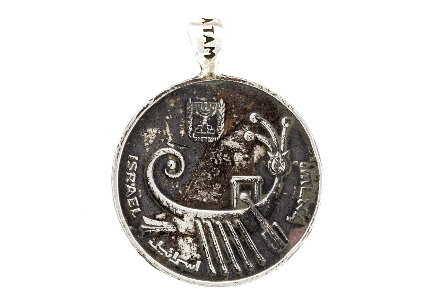 Pisces Sign Astrology Zodiac Medallion on Old 10 Sheqel Coin of Israel