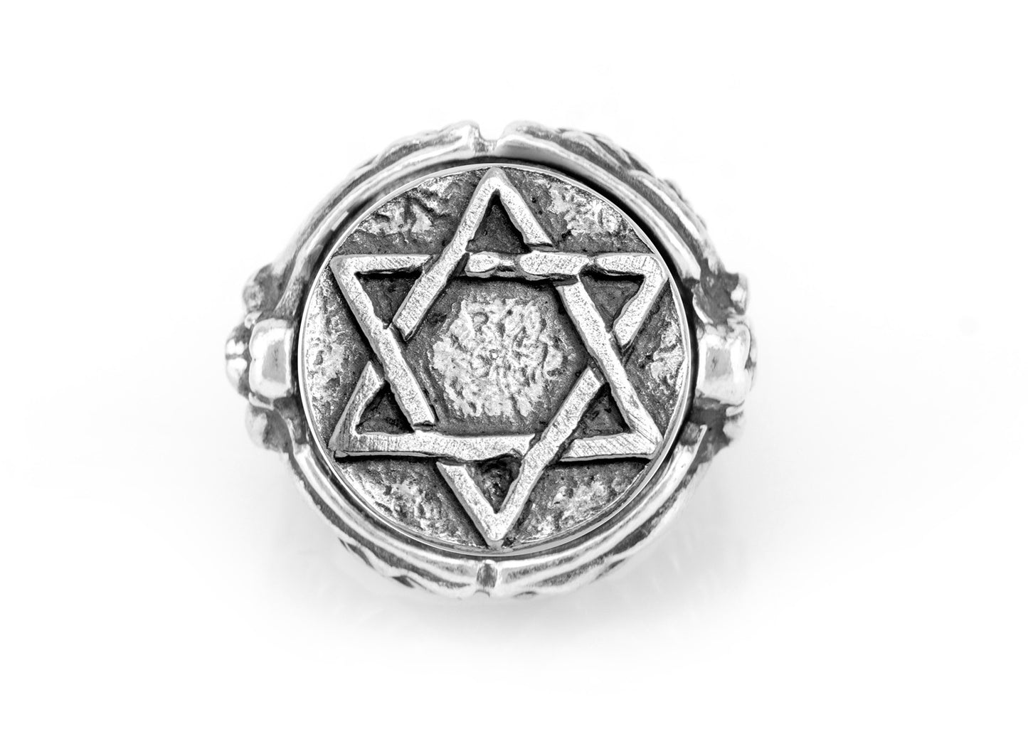 coin ring with the Star of David medallion on Nike ring