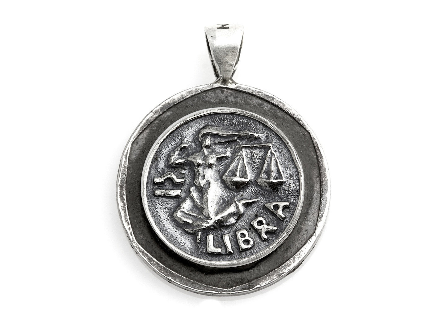 Libra Sign Astrology Zodiac Medallion on Old 10 Sheqel Coin of Israel