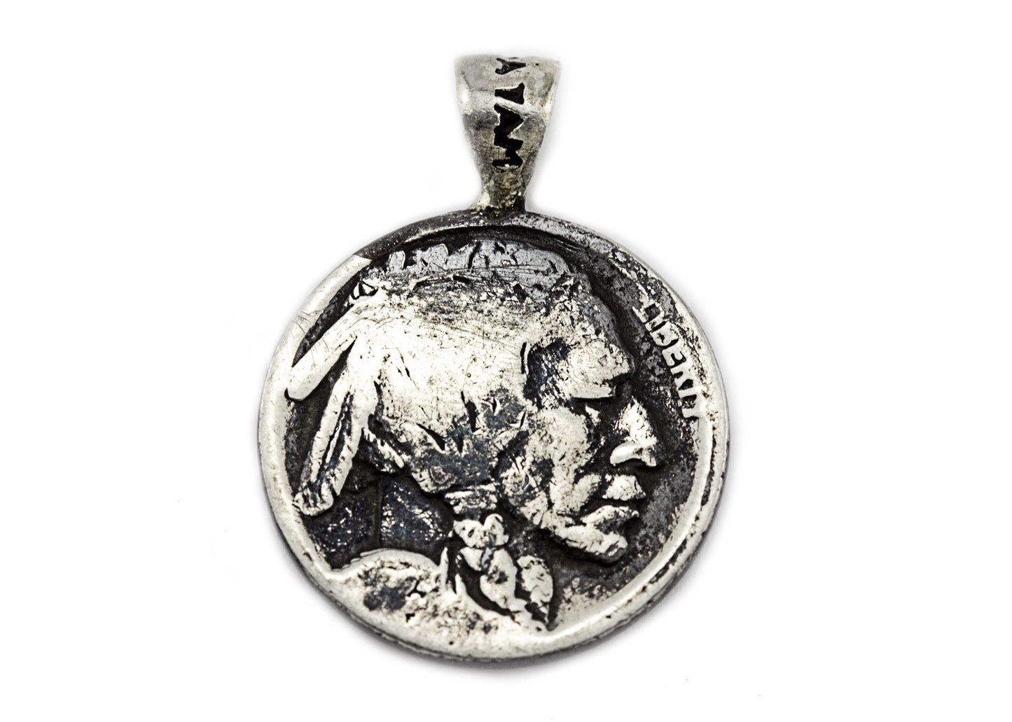 Om coin medallion and the Buffalo Nickel coin of USA