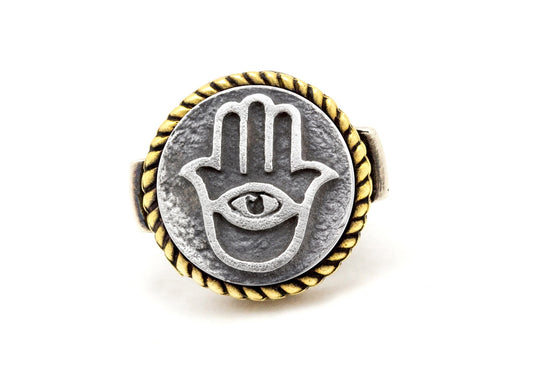 An amazing coin ring with the Chamsa coin medallion