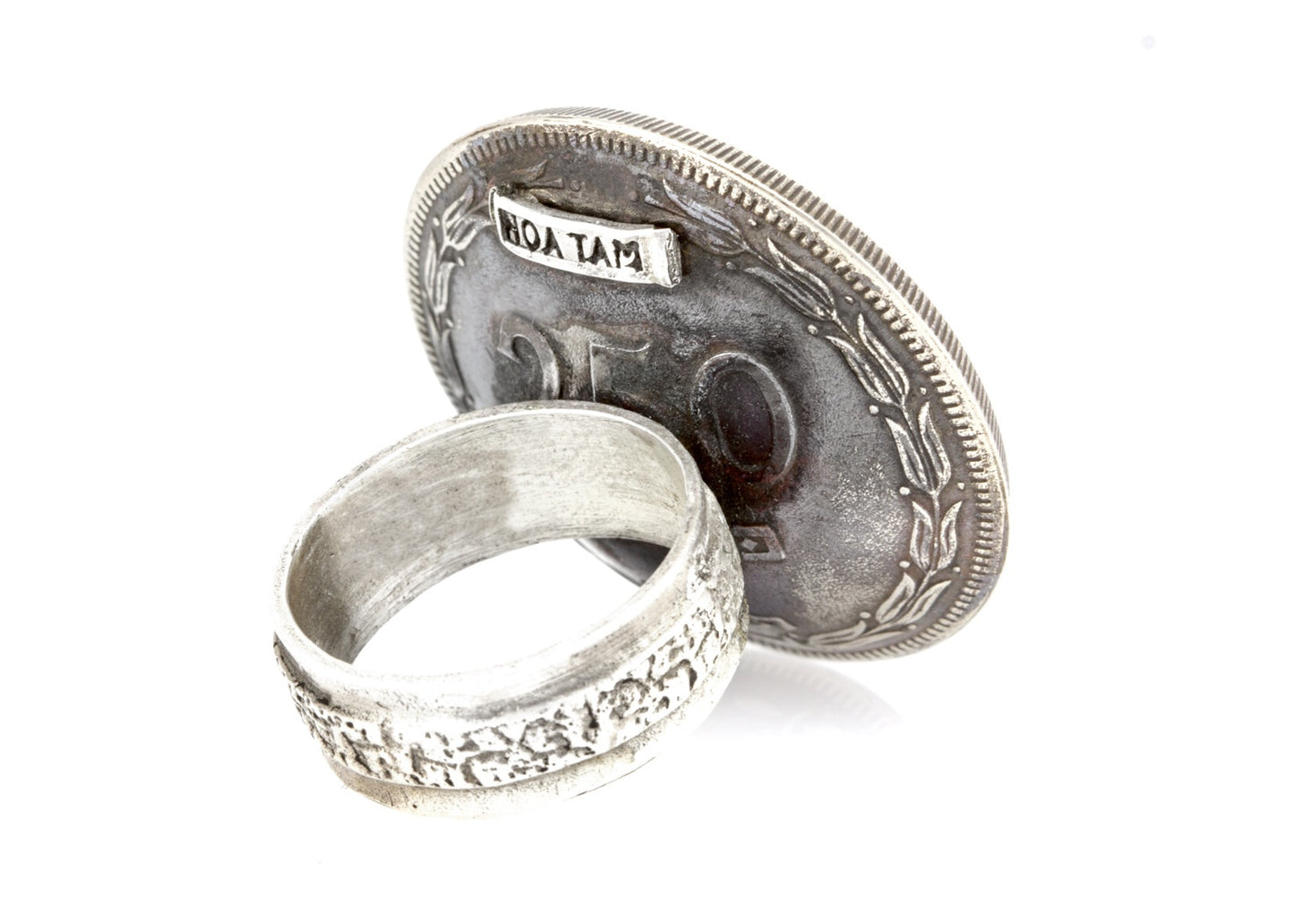 925 sterling silver ring with Israeli old coin of 250 Pruta